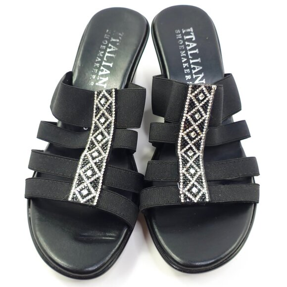 Italian Shoemakers Women's Black Elastic Sandals - Picture 3 of 10